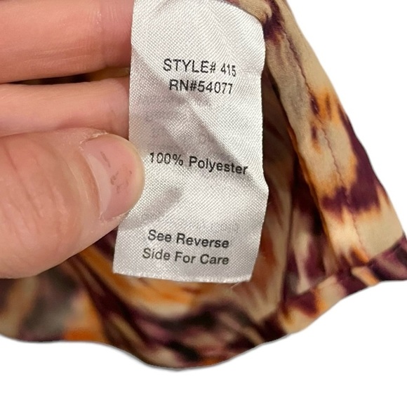 Cabi Sheer Tunic Top Flowy Over Sized Orange and Red Waist Sinch Size Small - Picture 9 of 9